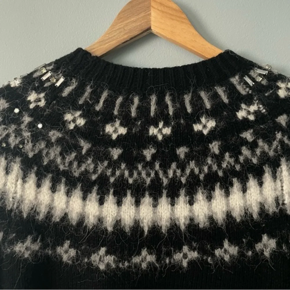 J. Crew Black and White Nordic Yoke Sweater